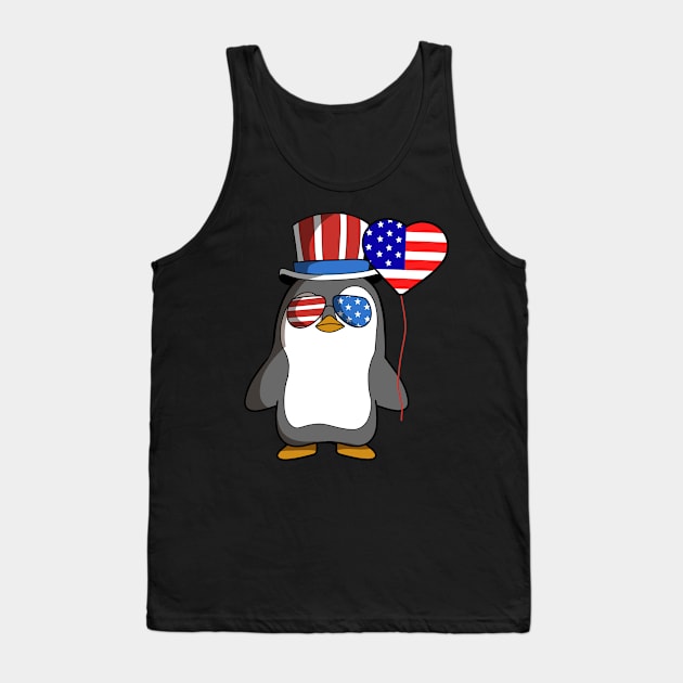 Patriot Penguin American Independence Day July 4th shirt Tank Top by TheBeardComic